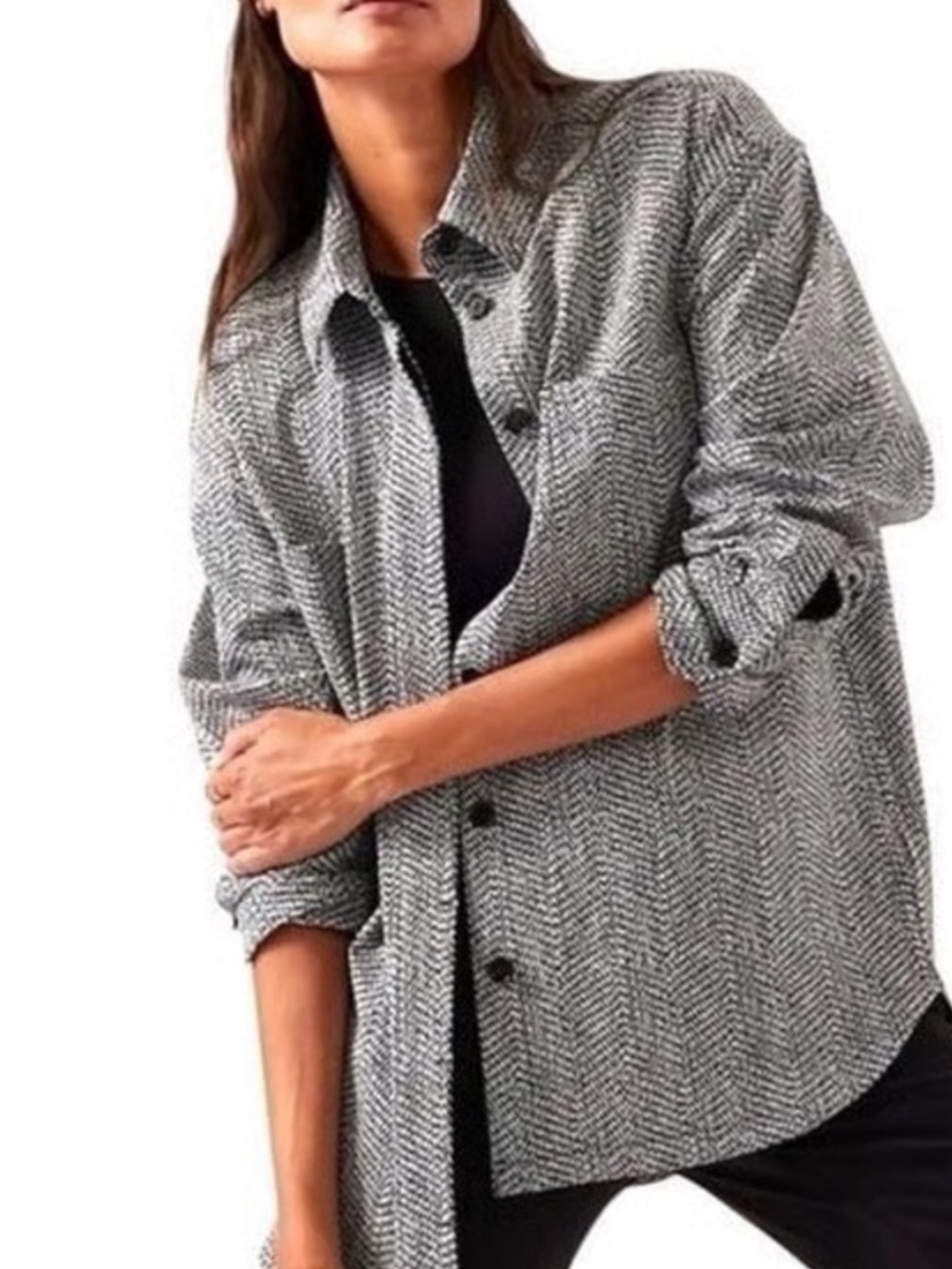 Athleta Button Down Shirt Jacket Shacket size Large